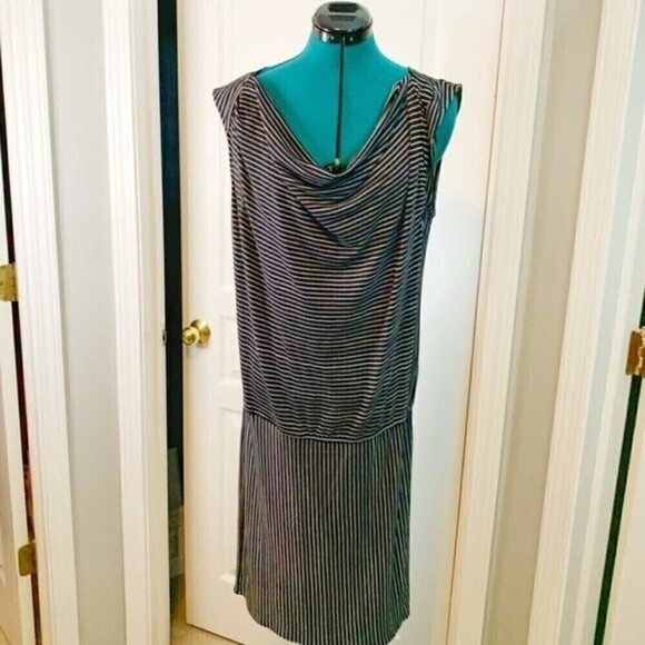 Derek Lam Drape Neck Drop Waist Sleeveless Casual Lightweight Dress - Picture 2 of 14